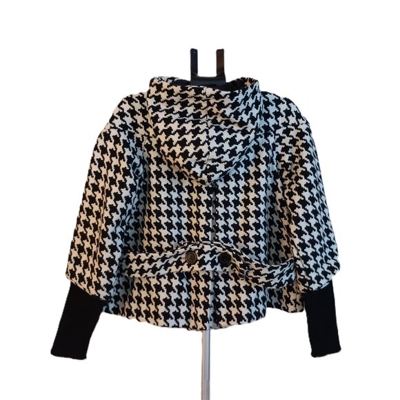 Therapy Houndstooth Swing Jacket Black & White Audrey Hepburn Style Women’s M EU - Picture 3 of 15
